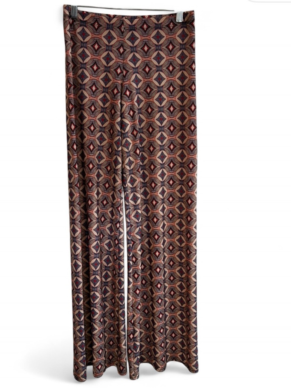 Wide Leg Geometric Print Pants in Brown